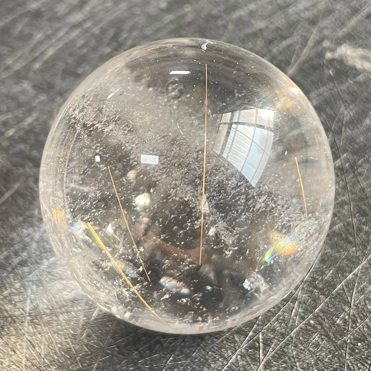 Natural Stone Golden Quartz Rutilated Sphere Polished Crystal Ball Decoration Rock Gift Reiki Healing