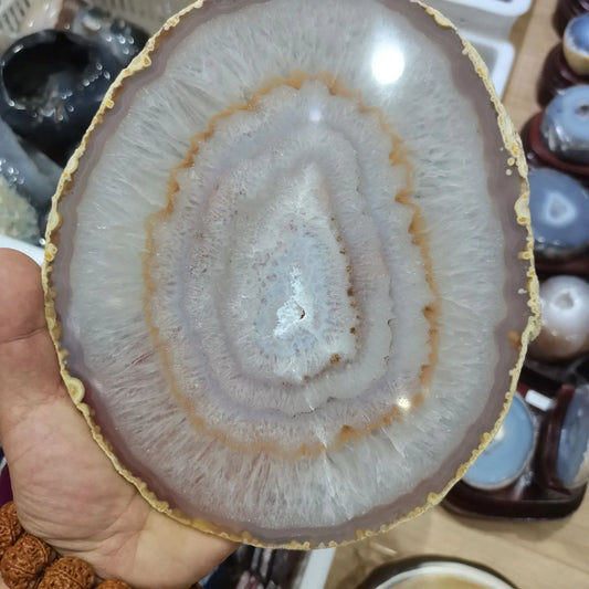 180-200mm   Large BLUE Agate Slice Geode Polished Crystal Quartz