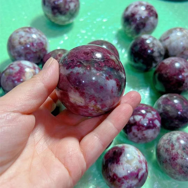Natural Gemstone Pink Crystal Ball, Rose Flower, Tourmaline Quartz Sphere for Decoration