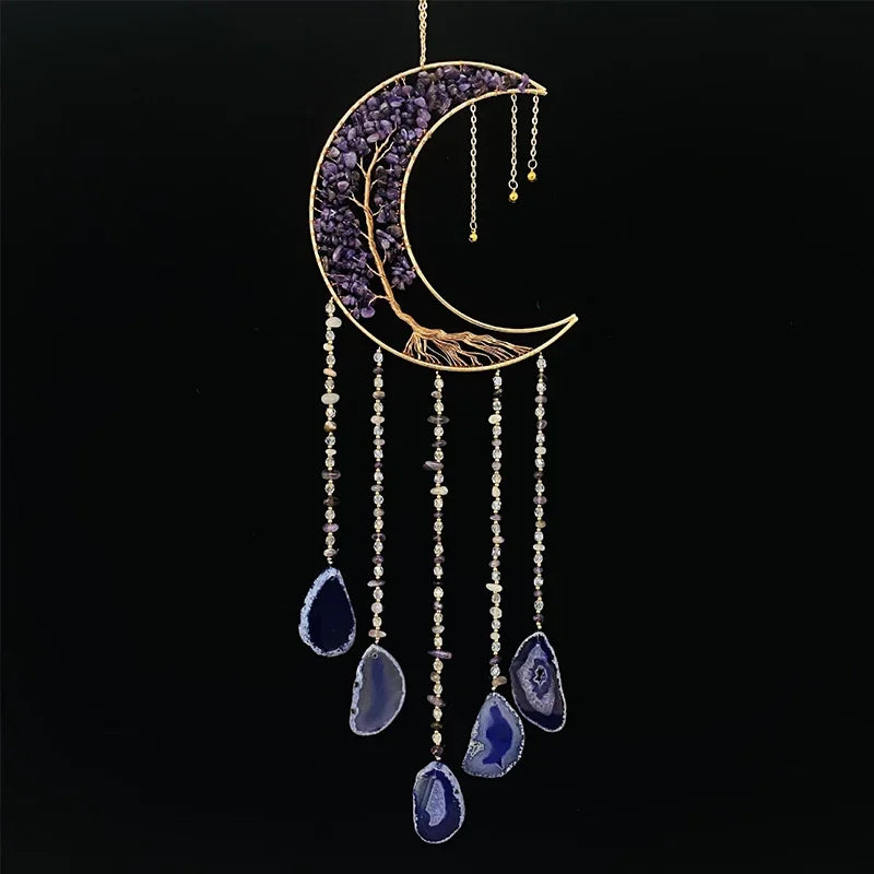 Agate Dream Catcher Balcony Garden Living Room Decoration Wind Chime Tree of Life Natural Agate Dream Catcher Gift for Girls