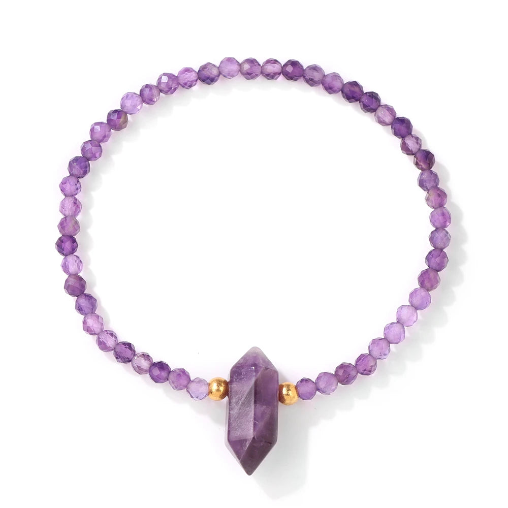Hexagonal Rose Quartzs Charm Bracelet Natural Stone Crystal Faceted Beads Bracelets For Women Men Meditation Exquisite Jewelry