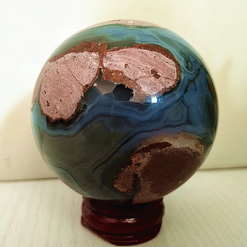 Natural Stone Fluorescence Agate Crystal Ball Gemstone Sphere Feng Shui Wicca Energy Spiritual Reiki Healing Crystals Home Deco