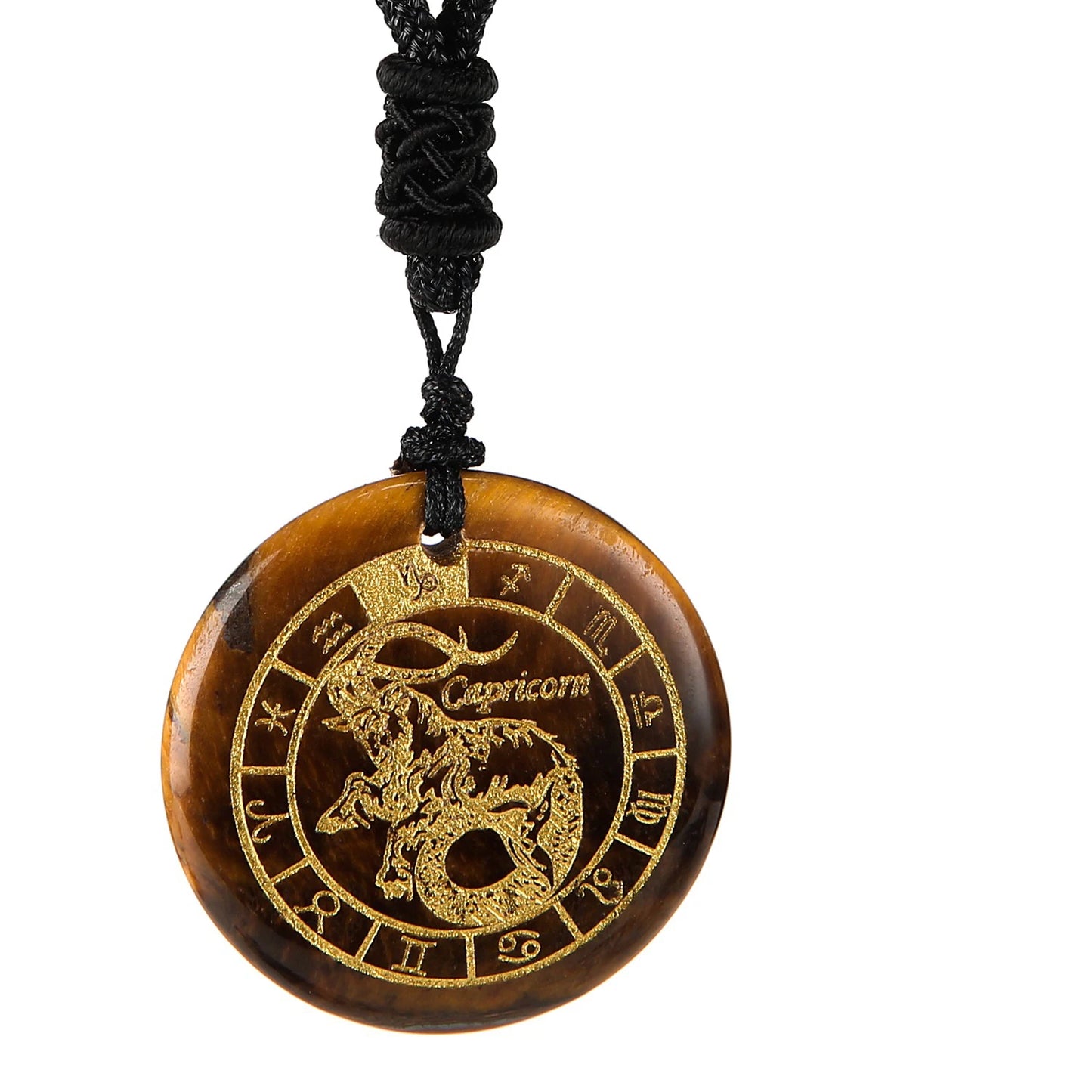 1 Piece Natural Chakra Semi-precious Tiger Eye Stone Engraved Crystal Reiki Healing Constellations Pendant Necklace