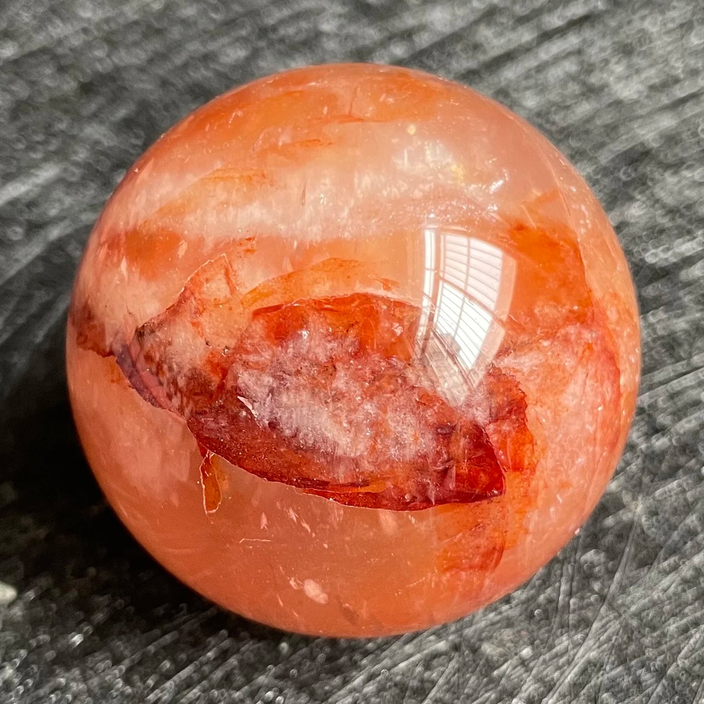 158g Natural Stone Fire Quartz Crystal Ball Rainbow Quartz Sphere Polished Rock Reiki Healing B15