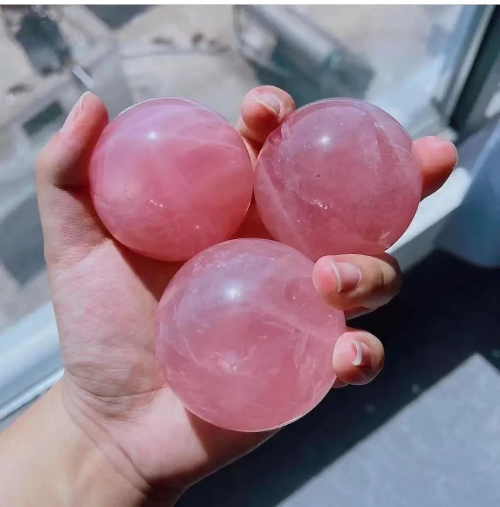 1pcNatural Rose Quartz ball Crystal Reiki Healing home office decorative craft gifts