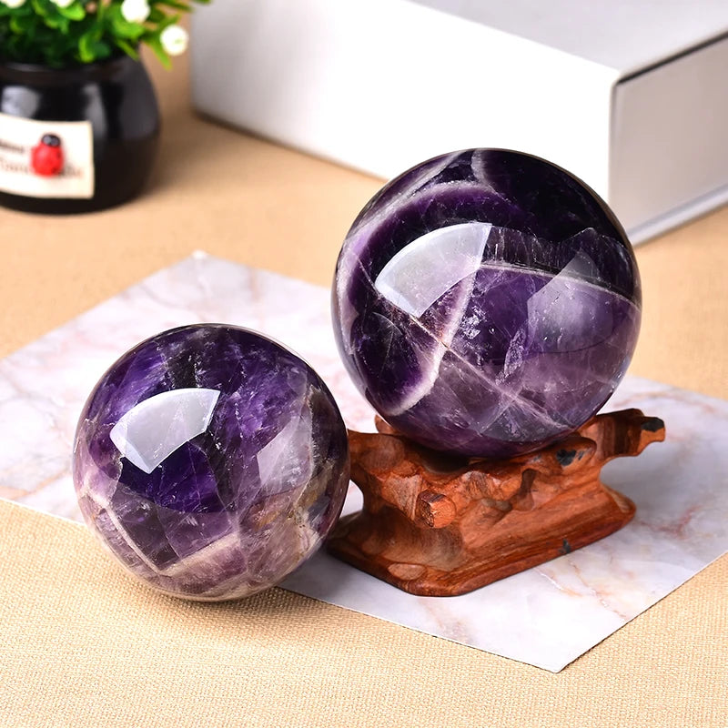 Natural Amethyst Sphere Polished Lukesemporium.com Globe Massaging Ball Chakra Reiki Healing Stone Exquisite Gifts EarthgsAura