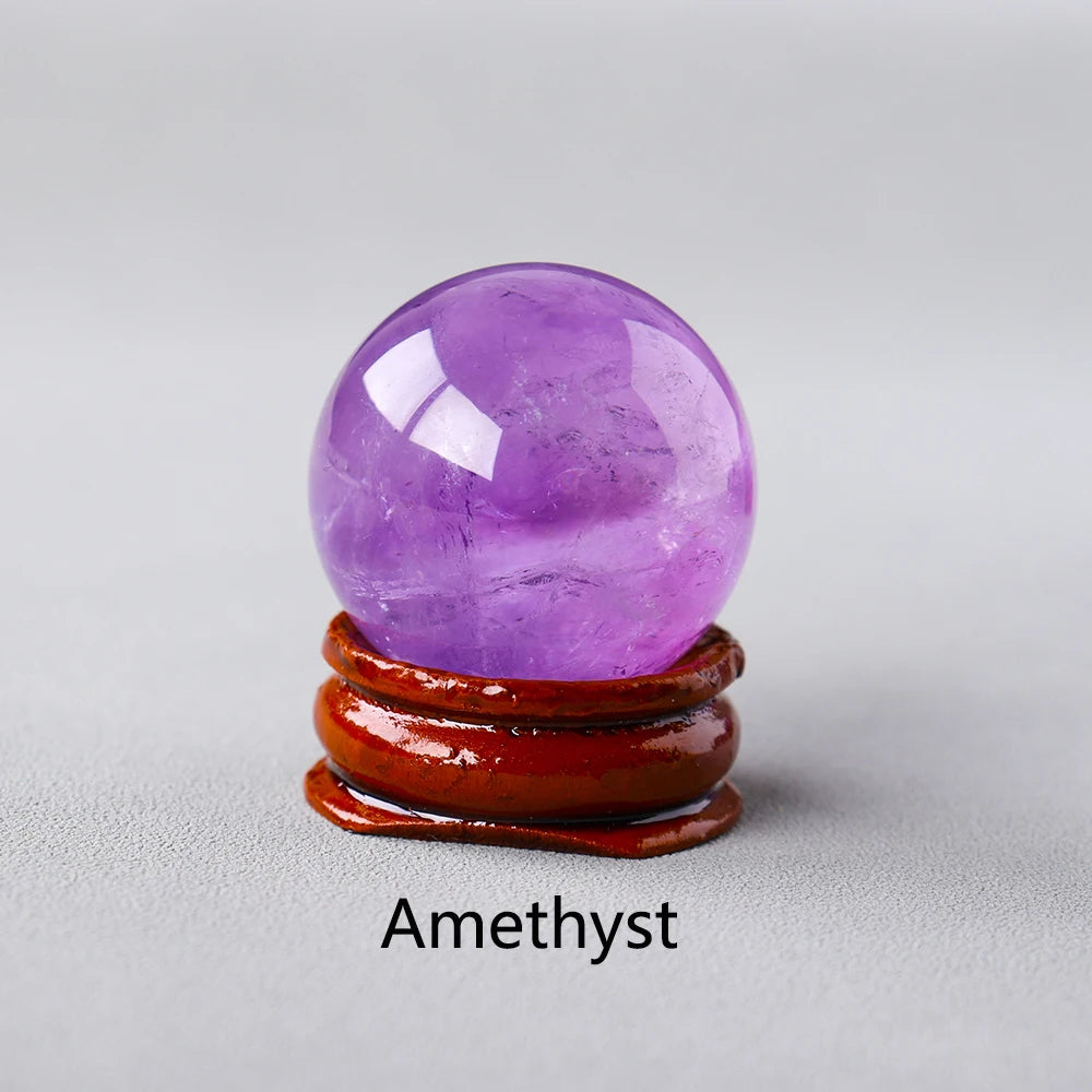 30MM Natural Amethyst Gem Ball Healing Crystals Reiki Wicca Chakra Sphere Rose Quartz Mineral Massage Globe Home Decoration