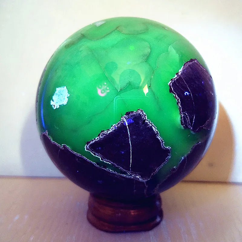 Natural Stone Fluorescence Agate Crystal Ball Gemstone Sphere Feng Shui Wicca Energy Spiritual Reiki Healing Crystals Home Deco