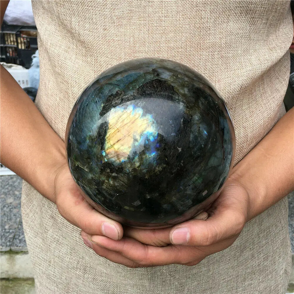 Natural labradorite sphere rock quartz crystal ball healing