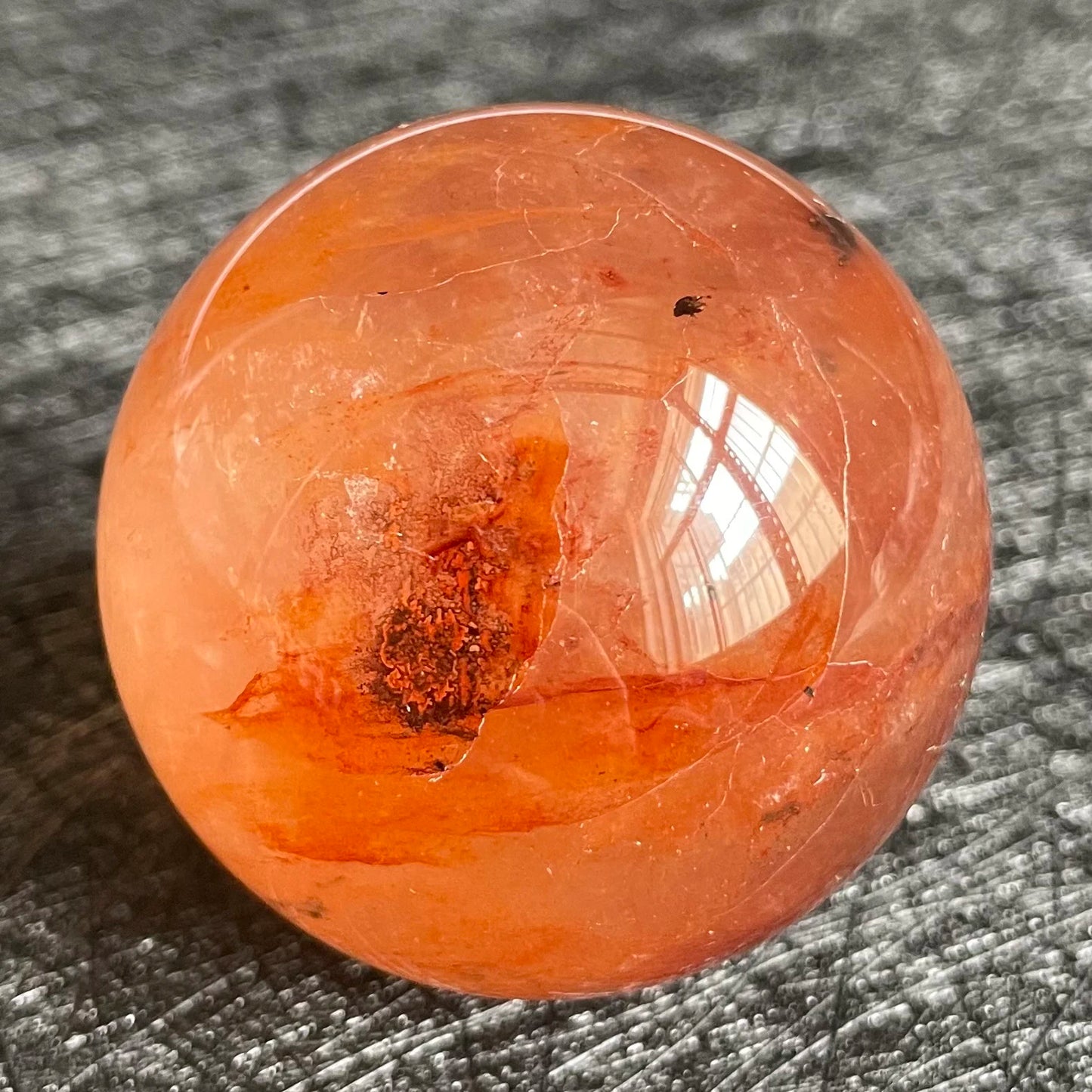 143g Natural Stone Fire Quartz Crystal Ball Rainbow Quartz Sphere Polished Rock Reiki Healing B13
