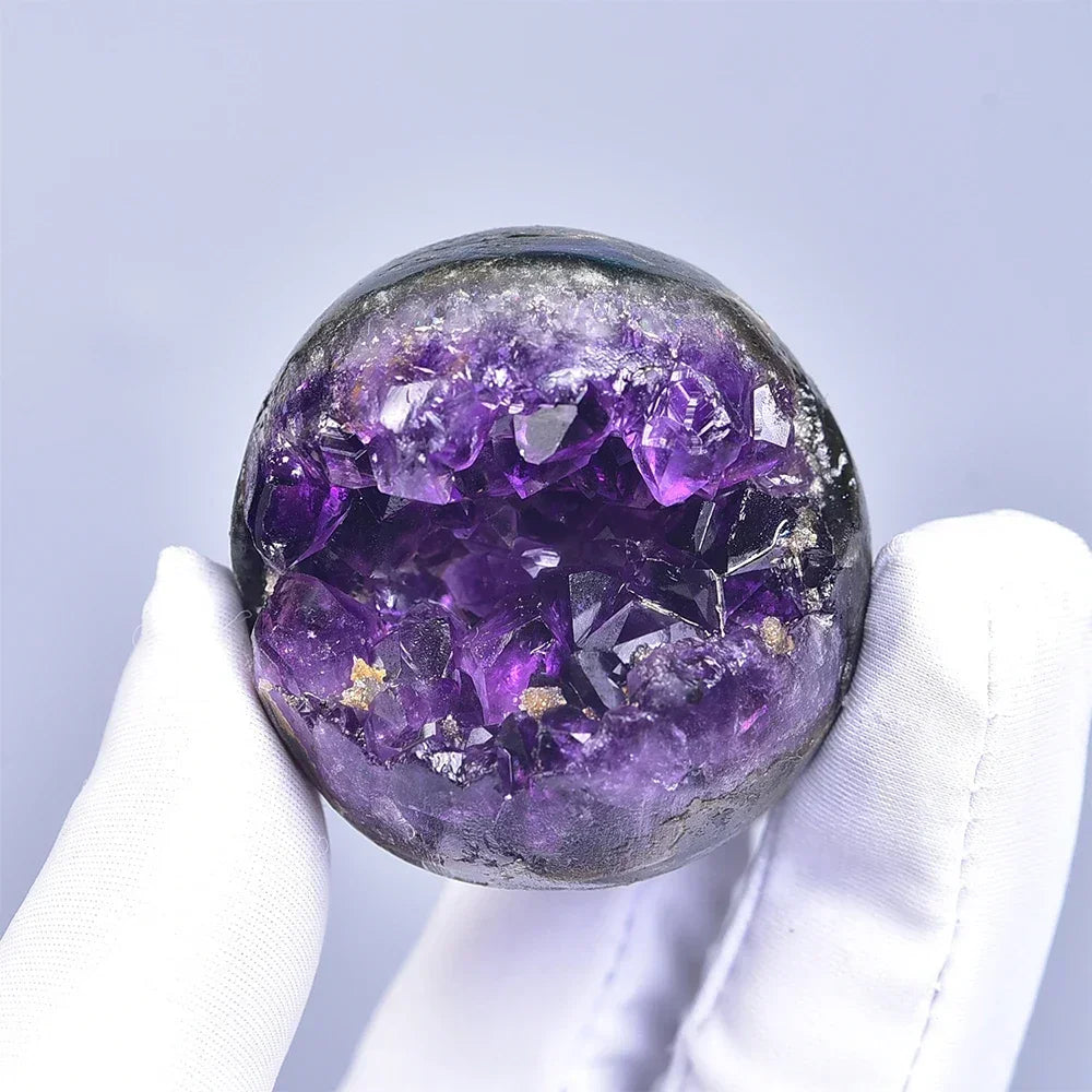 1PCS Natural Raw Amethyst Quartz Ball Sphere Crystal Cluster Healing Stones Specimen Crafts Gemstones Home Decoration Ornament