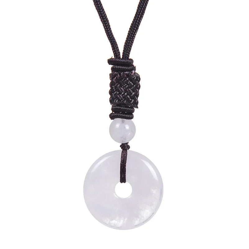 Gorgeous Chakra Healing Tiger Eye Amethyst Rose Quartz Clear Quartz Howlite Green Aventurine Amazonite Red Jasper Carnelian Lapis Lazuli Rhodonite Doughnut Necklace Spiritual