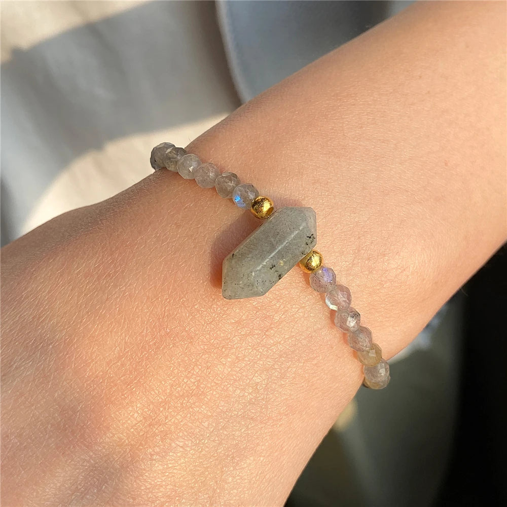 Hexagonal Rose Quartzs Charm Bracelet Natural Stone Crystal Faceted Beads Bracelets For Women Men Meditation Exquisite Jewelry