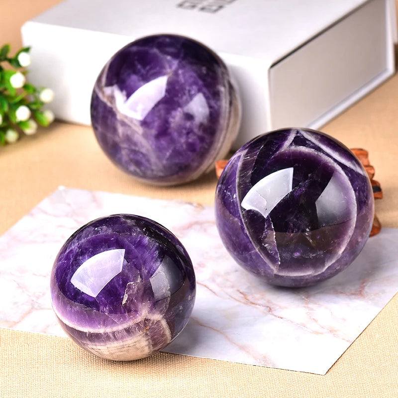 Natural Amethyst Sphere Polished Lukesemporium.com Globe Massaging Ball Chakra Reiki Healing Stone Exquisite Gifts EarthgsAura
