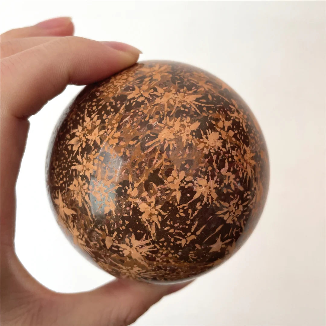 Rare Natural Astrophyllite Quartz Orange Fireworks Crystal Stone Spheres Ornament For Healing Decorations Ball Gemstones Selling