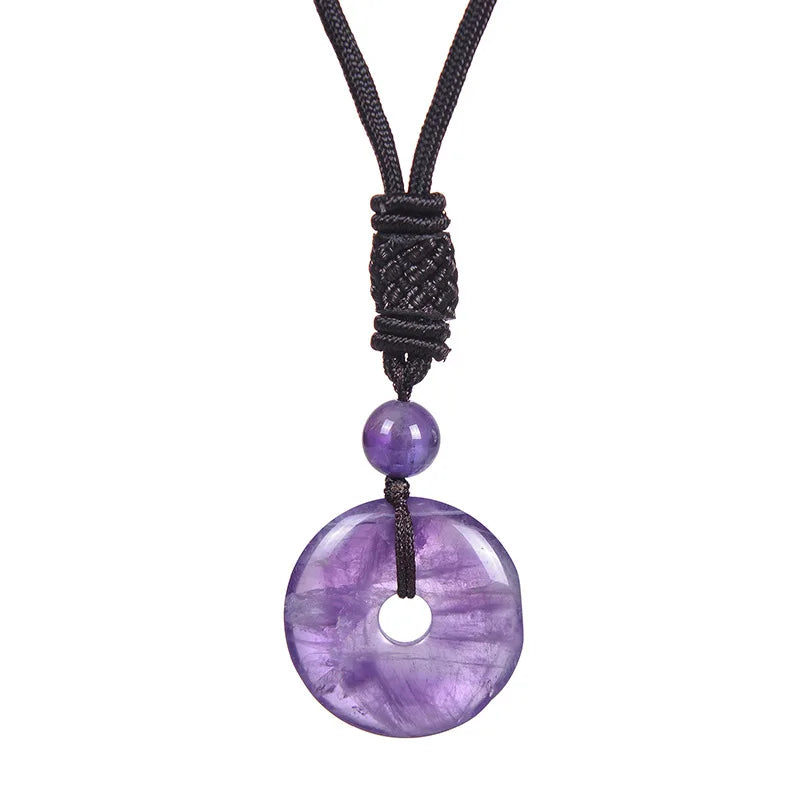1 Chakra Healing Tiger Eye Amethyst Rose Quartz Clear Quartz Howlite Green Aventurine Amazonite Red Jasper Carnelian Lapis Lazuli Rhodonite Doughnut Necklace Spiritual
