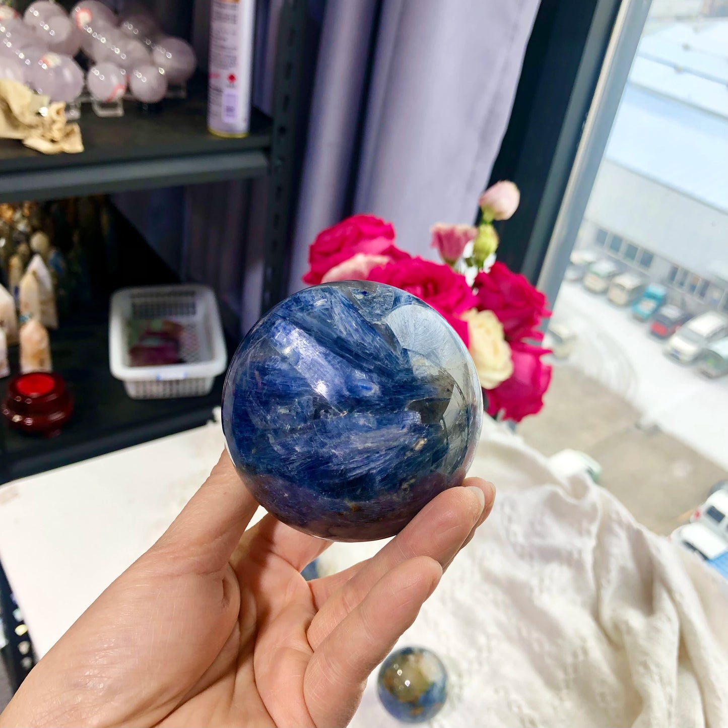 1PC Natural Blue Kyanite Crystal Sphere Blue Quartz Ball For Healing Gemstone Home Decoration