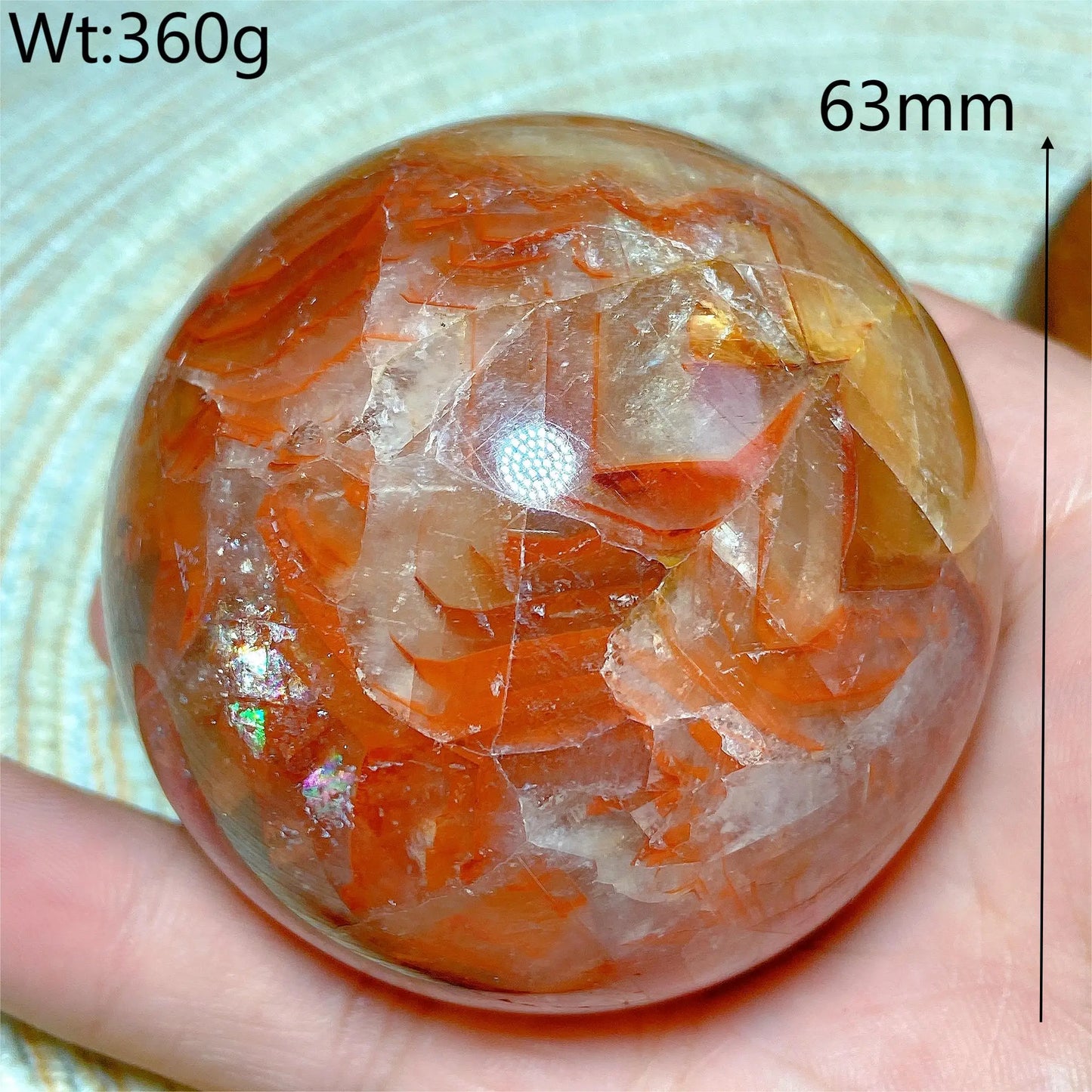 Natural Crystals Healing Fire Quartz Calcite Rainbow Silver Flash Sphere Reiki High Quality Ball Home Decoration Gift Energy