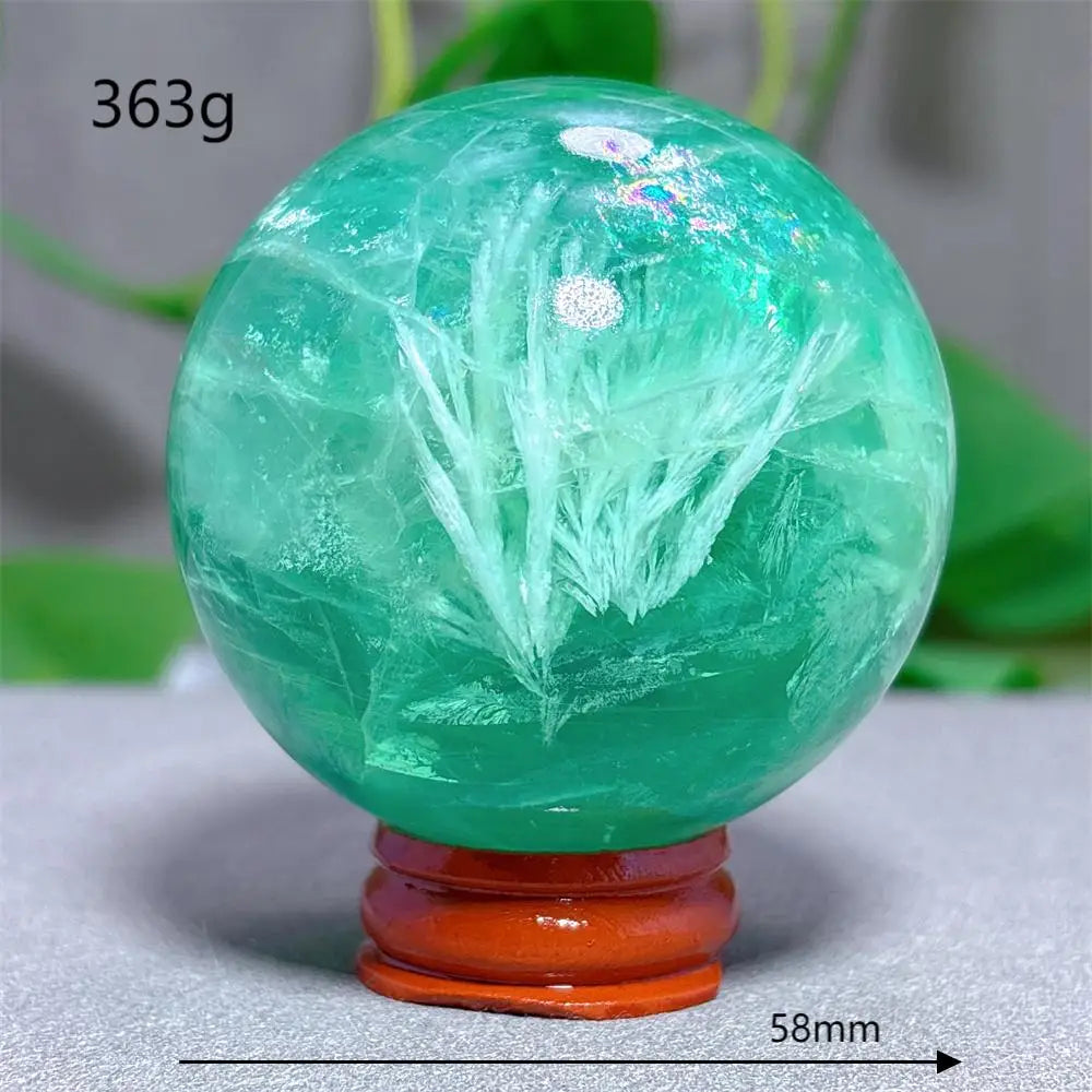 Feather Fluorite Sphere Crystal Natural Stone Quartz Stone Minerals Home Decoration Reiki Craft Gifts Energy Healing Love Luck