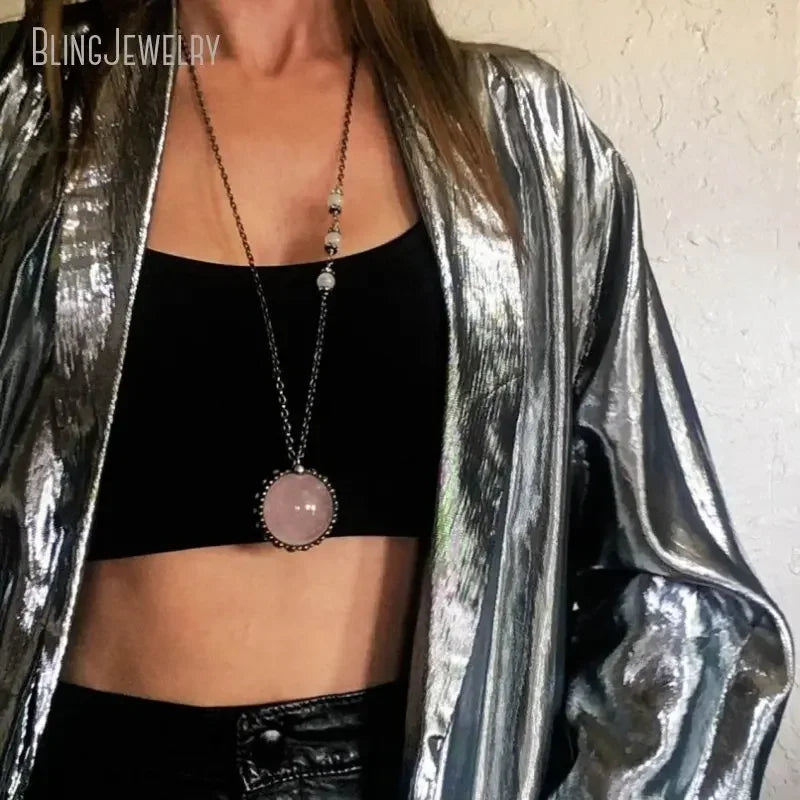 10pcs WitchCraft Collar Arcane Tiki Quartz Fluorite Obsidian Crystal Sphere Ball Talisman Necklace Goth Amulet Women Y2K Jewelry