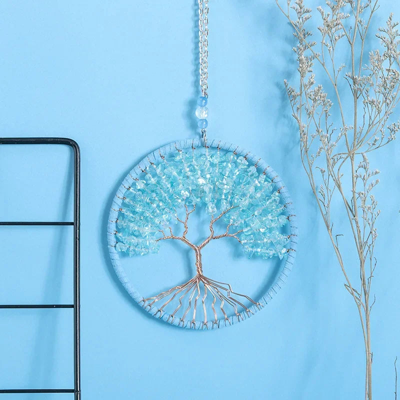 Agate Dream Catcher Balcony Garden Living Room Decoration Wind Chime Tree of Life Natural Agate Dream Catcher Gift for Girls