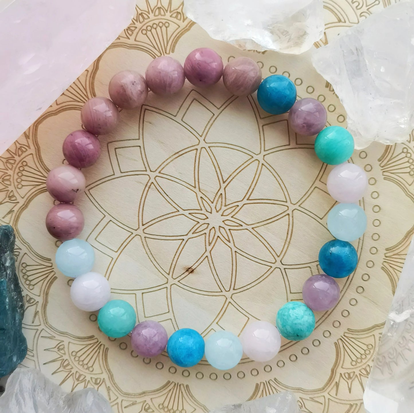 Natural Rhodonite Charm Bracelets Amazonite Bracelet Rose Quartz Beads Bangle Apatite Jewelry Women Healing Crystal Stone Gift