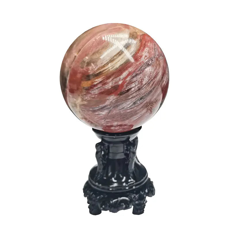 1pcs 60mm Red Rose Petrified Wood Sphere Fossil Agate Quartz Crystal ball Madagascar