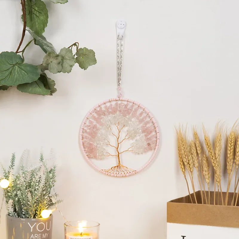 Agate Dream Catcher Balcony Garden Living Room Decoration Wind Chime Tree of Life Natural Agate Dream Catcher Gift for Girls