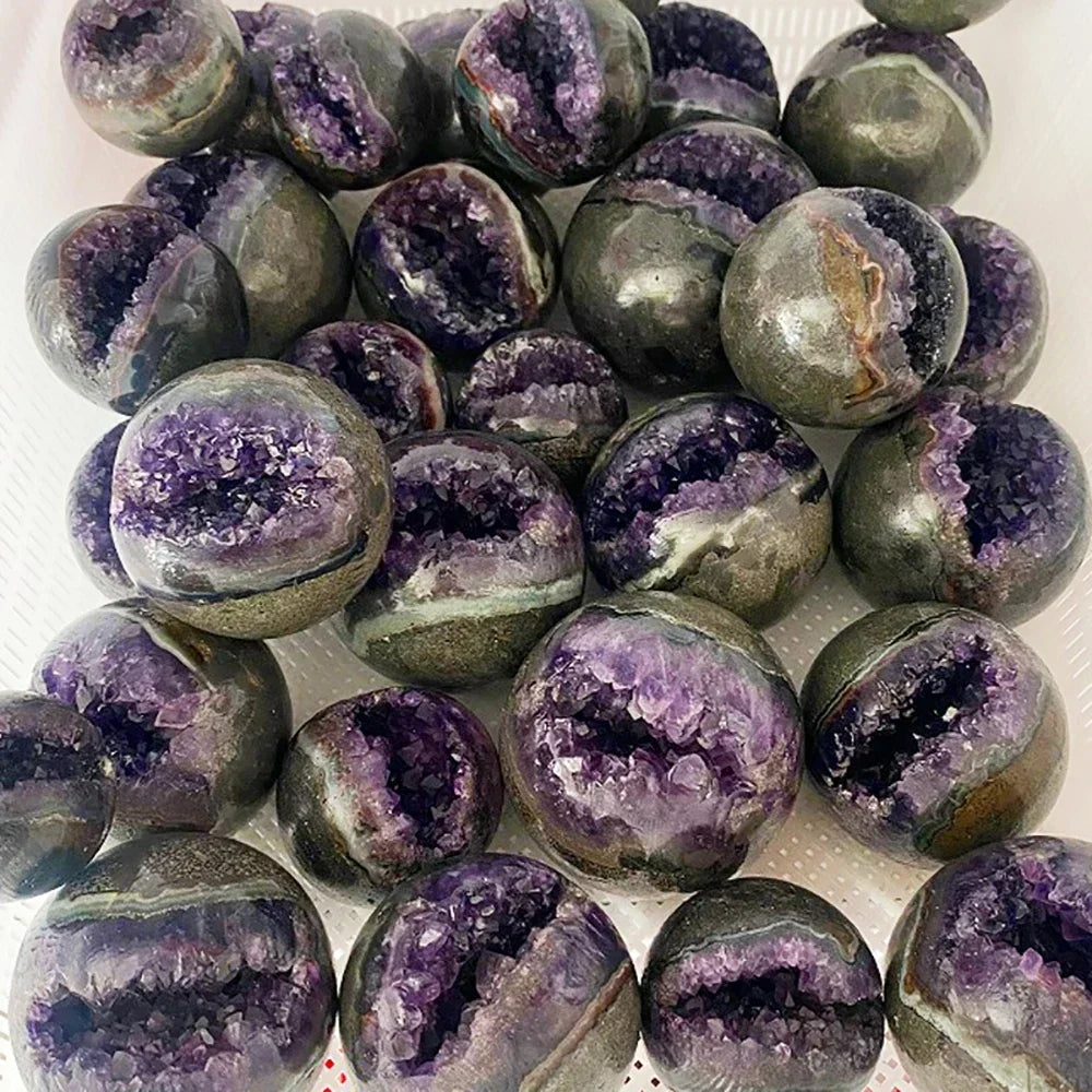 1PCS Natural Raw Amethyst Quartz Ball Sphere Crystal Cluster Healing Stones Specimen Crafts Gemstones Home Decoration Ornament