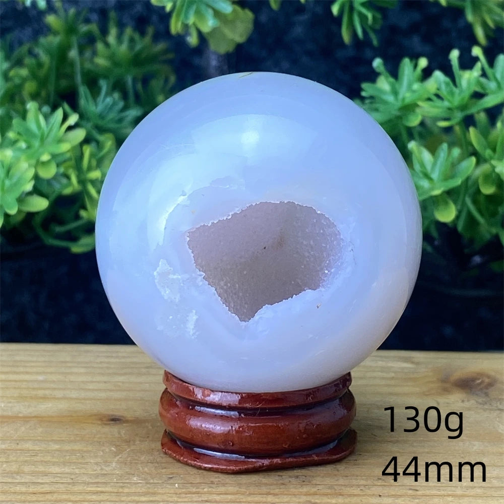 Natural Agate Crystal Ball Quartz Cluster Cave Crystal Ball Home Decoration + Base