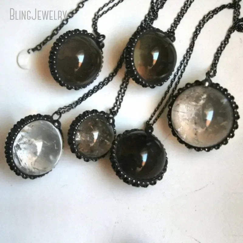 10pcs WitchCraft Collar Arcane Tiki Quartz Fluorite Obsidian Crystal Sphere Ball Talisman Necklace Goth Amulet Women Y2K Jewelry