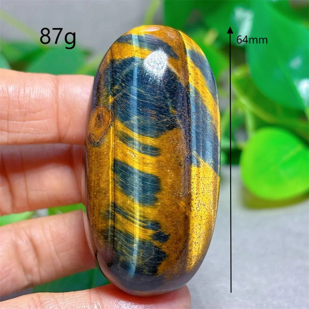 Blue Yellow Tiger Eye Palm Crystal Natural Stone Quartz Stone Minerals Home Decoration Reiki Craft Gifts Energy Healing Luck