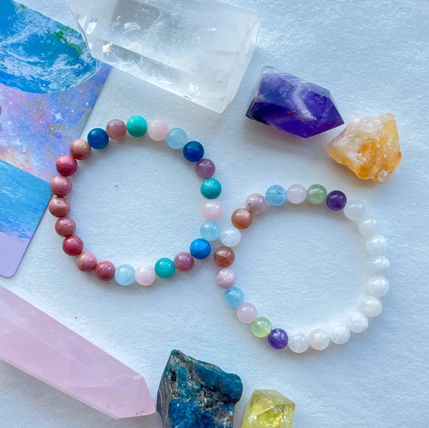 Natural Rhodonite Charm Bracelets Amazonite Bracelet Rose Quartz Beads Bangle Apatite Jewelry Women Healing Crystal Stone Gift