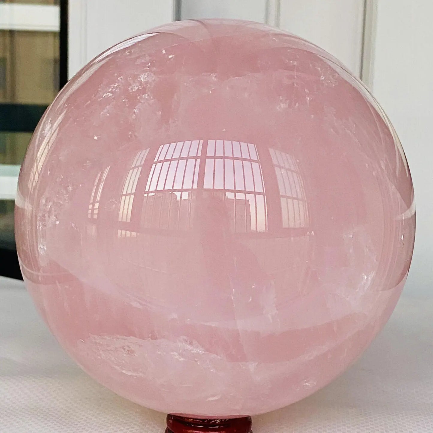 Natural Pink Rose Quartz Sphere Crystal Ball Reiki Healing