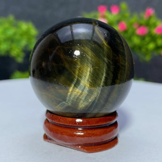 Blue Yellow Tiger Eye Ball Natural Crystal Sphere Mineral Gem Specimen Spiritual Meditation Reiki Healing Stone Home Decoration