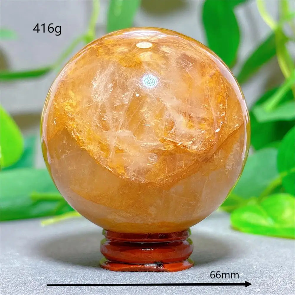 Golden Healer Sphere Crystal Natural Quartz Stone Home Decoration Minerals Love Beautiful Craft Gifts Energy Healing +Stand