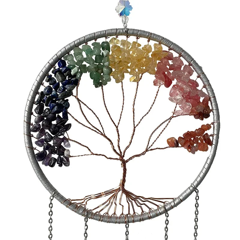 Agate Dream Catcher Balcony Garden Living Room Decoration Wind Chime Tree of Life Natural Agate Dream Catcher Gift for Girls