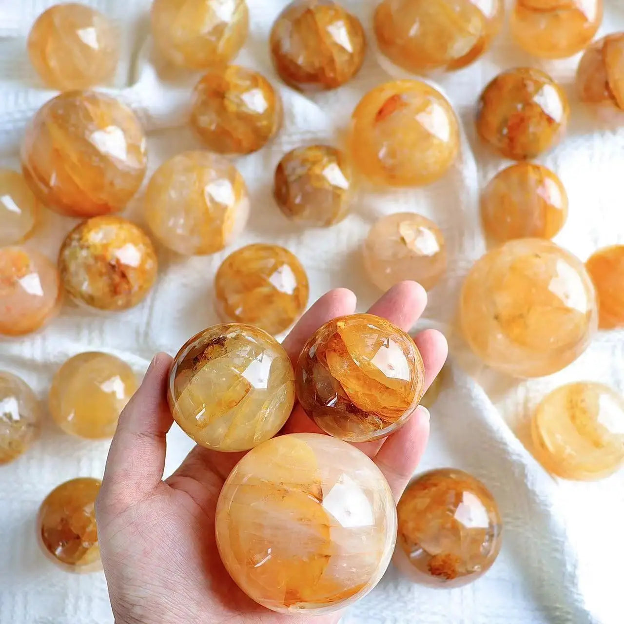 Natural Golden Healer Ball Yellow Quartz Sphere Gemstones Jewelry Orb Healing Reiki Home Decor DIY Crafts Gift