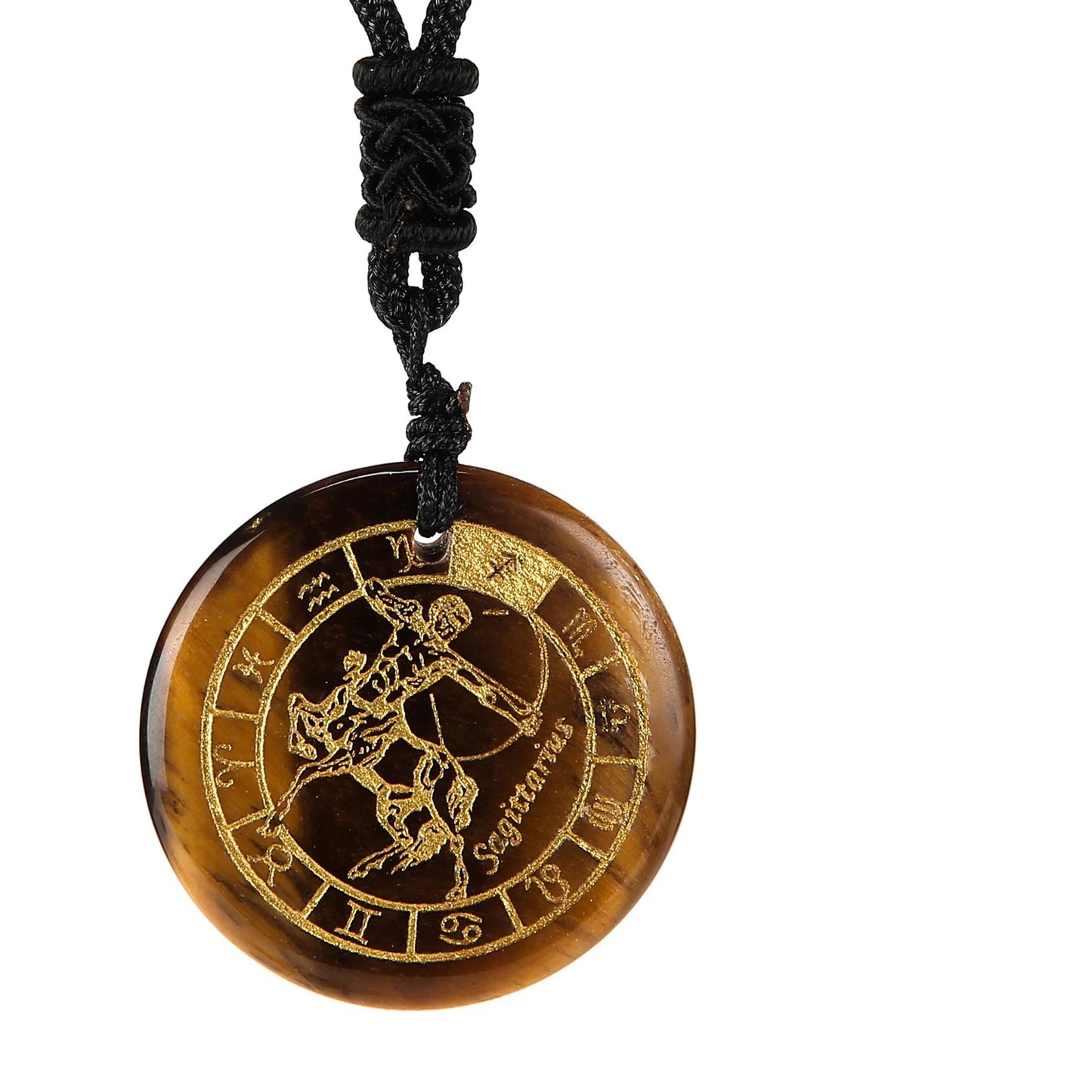 1 Piece Natural Chakra Semi-precious Tiger Eye Stone Engraved Crystal Reiki Healing Constellations Pendant Necklace