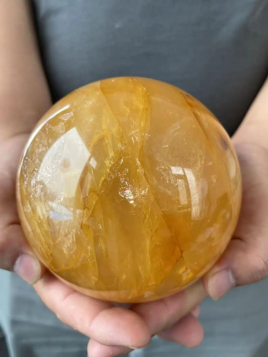 Natural Golden Healer Ball  Yellow Quartz Sphere Gemstones Jewelry Orb Healing Reiki Home Decor DIY Crafts Gift
