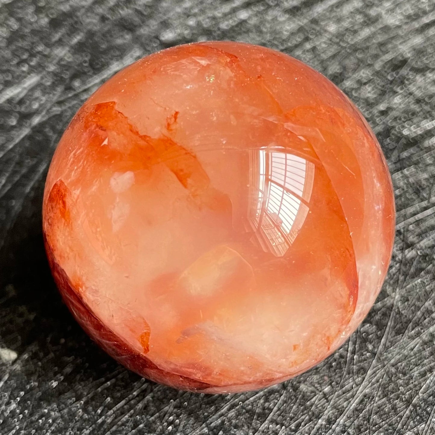158g Natural Stone Fire Quartz Crystal Ball Rainbow Quartz Sphere Polished Rock Reiki Healing B15