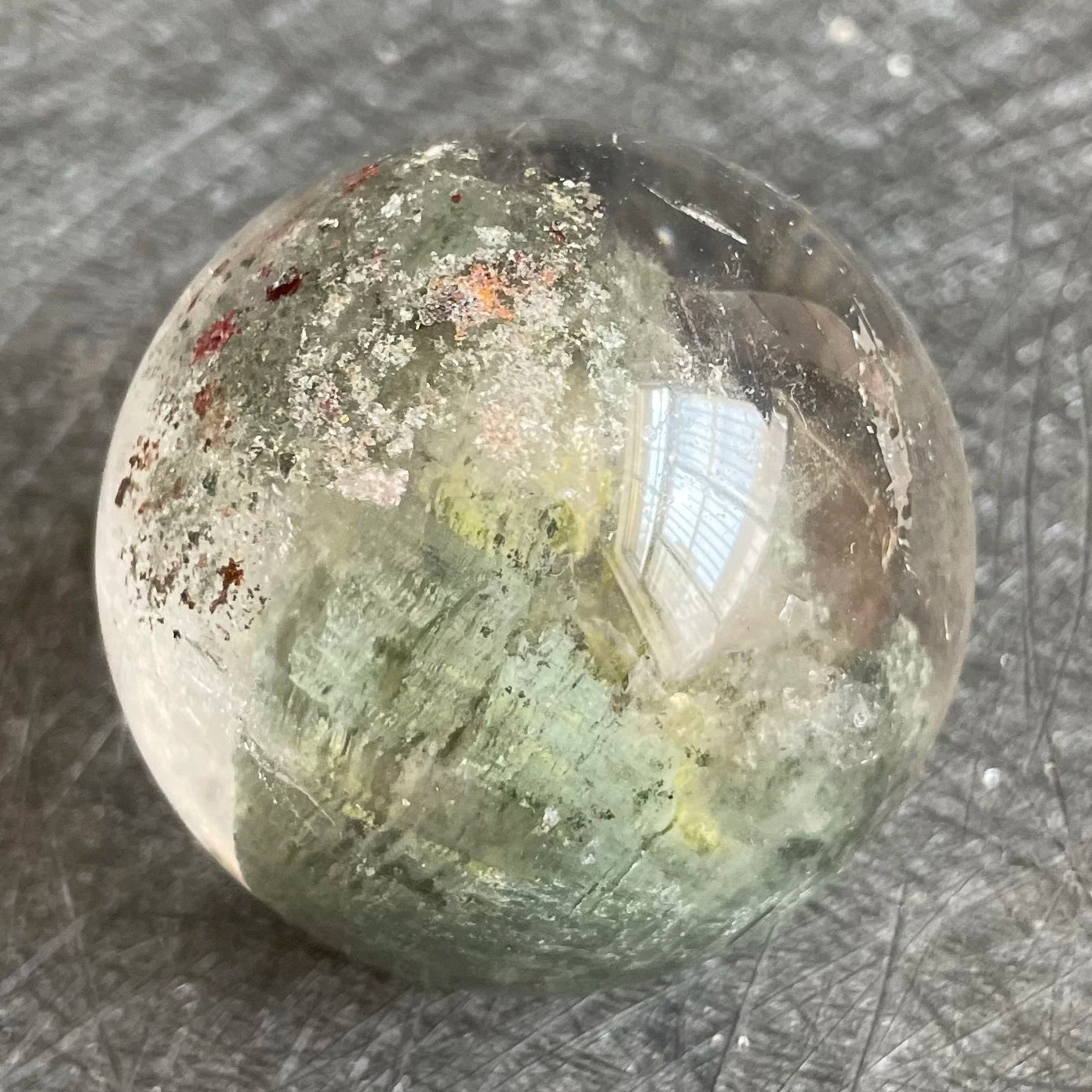 104g Natural Stone Crystal Ball Green Phantom Rock Decoration Rough Polished Garden Quartz Sphere Healing 2