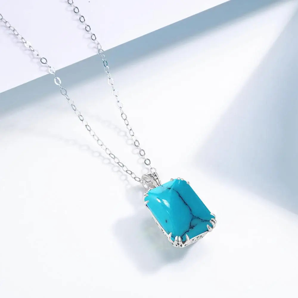 Bridal Jewelry Sets For Women Sterling Silver 925 Ring Earring Pendant Big Turquoise Gemstone Bohemian Jewelry Sweet 16