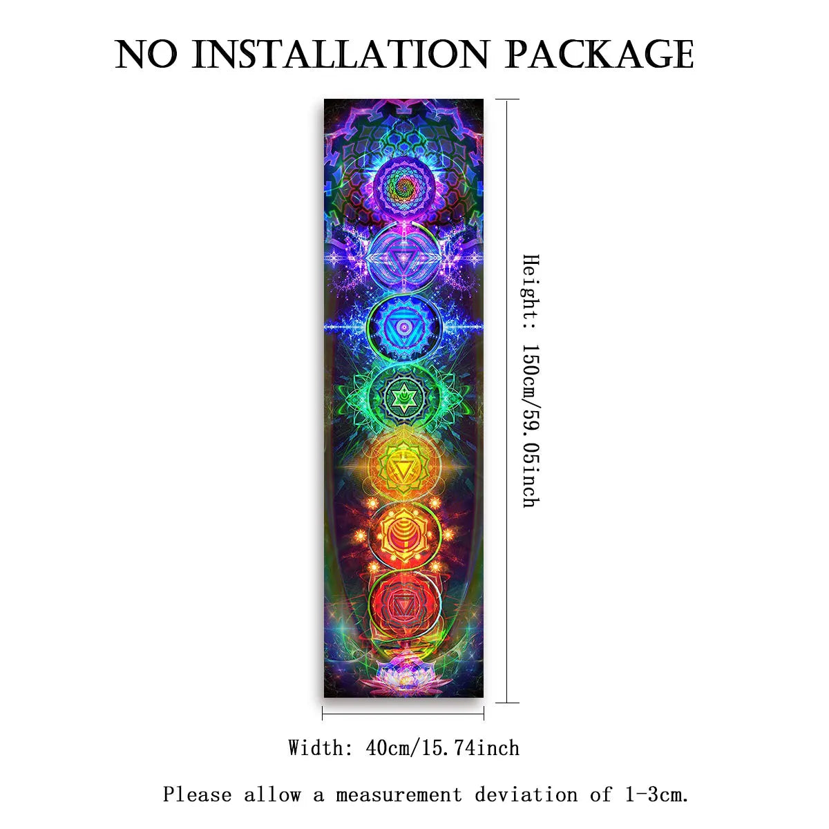 Colorful Chakra Wall Tapestry Yoga Meditation Wall Hanging for Any Room Home Decor Black Wall Art Decor with Spiritual Energy