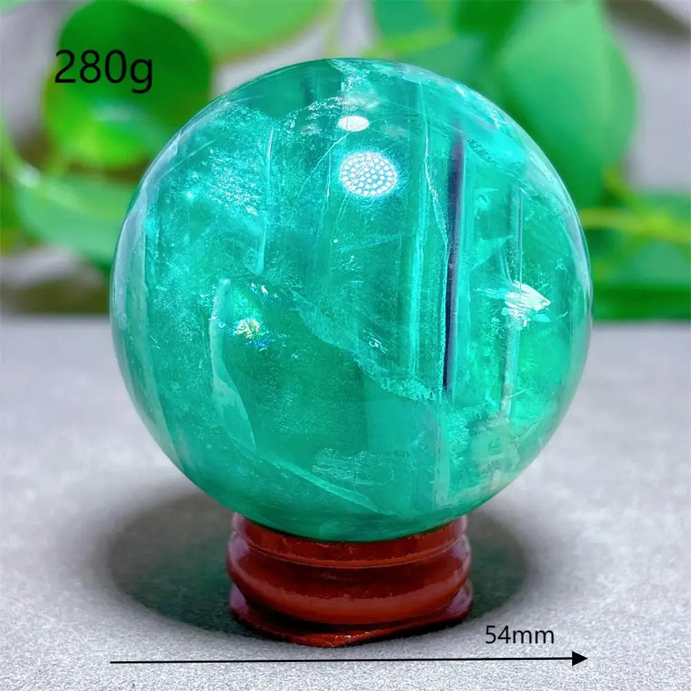 Feather Fluorite Sphere Crystal Natural Stone Quartz Stone Minerals Home Decoration Reiki Craft Gifts Energy Healing Love Luck