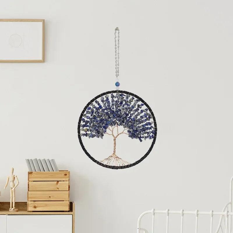 Agate Dream Catcher Balcony Garden Living Room Decoration Wind Chime Tree of Life Natural Agate Dream Catcher Gift for Girls