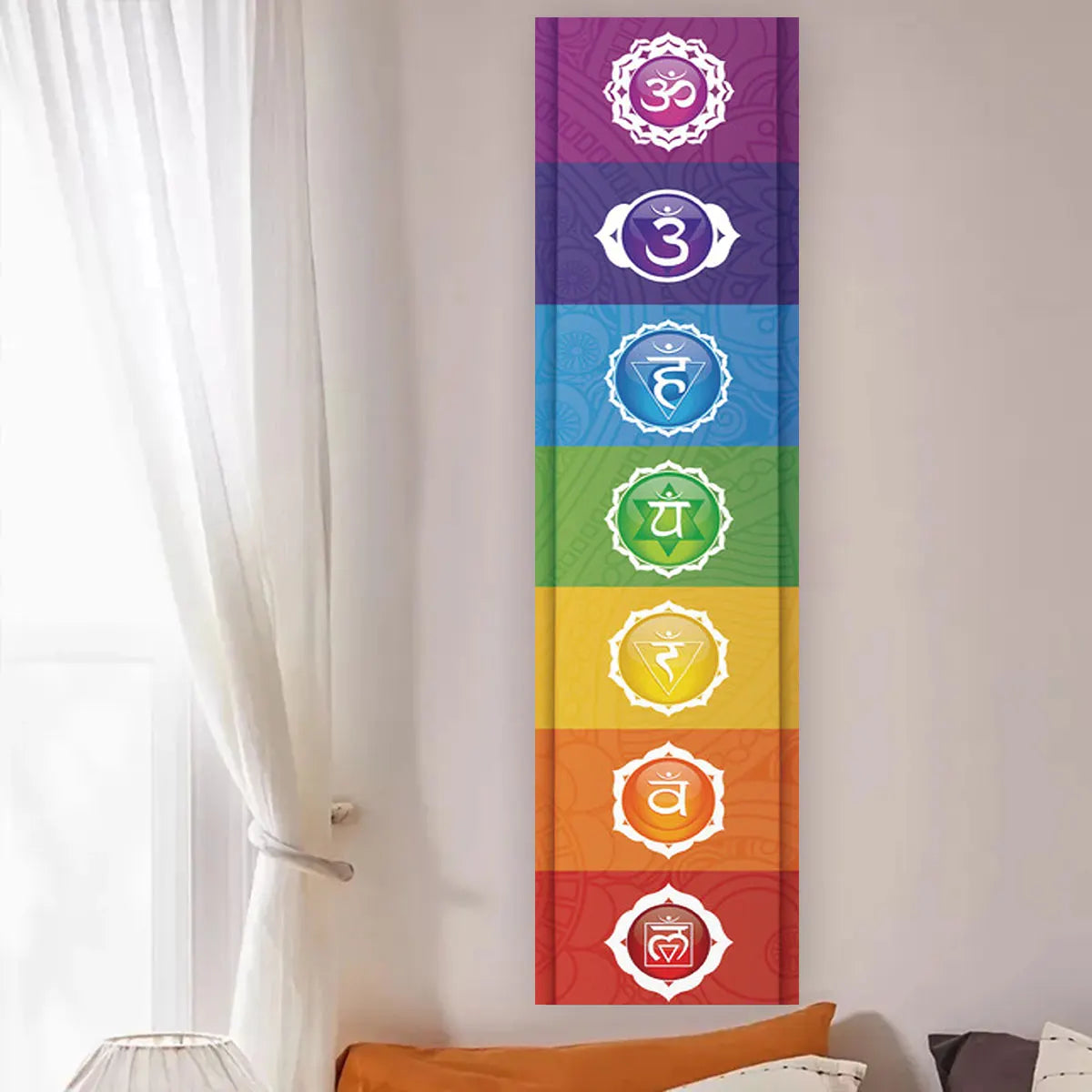 Colorful Chakra Wall Tapestry Yoga Meditation Wall Hanging for Any Room Home Decor Black Wall Art Decor with Spiritual Energy