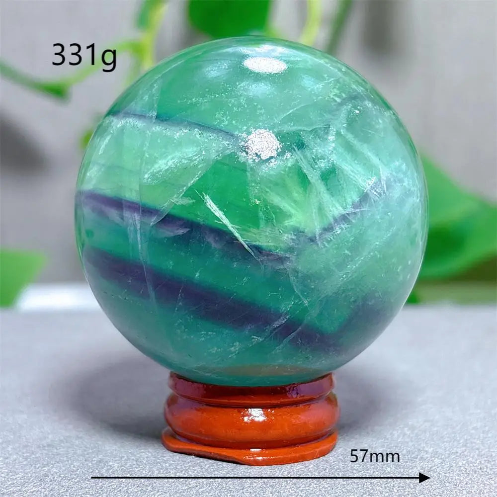 Feather Fluorite Sphere Crystal Natural Stone Quartz Stone Minerals Home Decoration Reiki Craft Gifts Energy Healing Love Luck