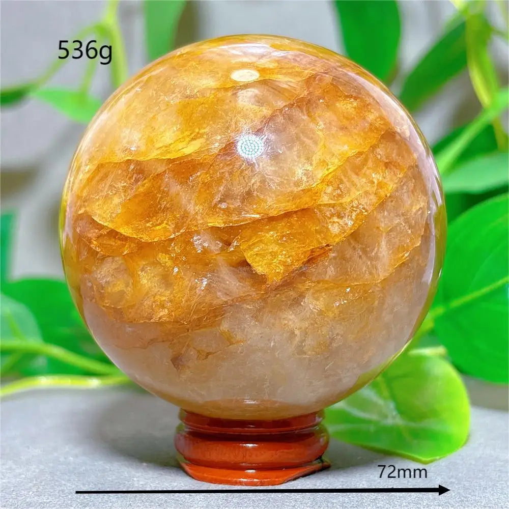 Golden Healer Sphere Crystal Natural Quartz Stone Home Decoration Minerals Love Beautiful Craft Gifts Energy Healing +Stand
