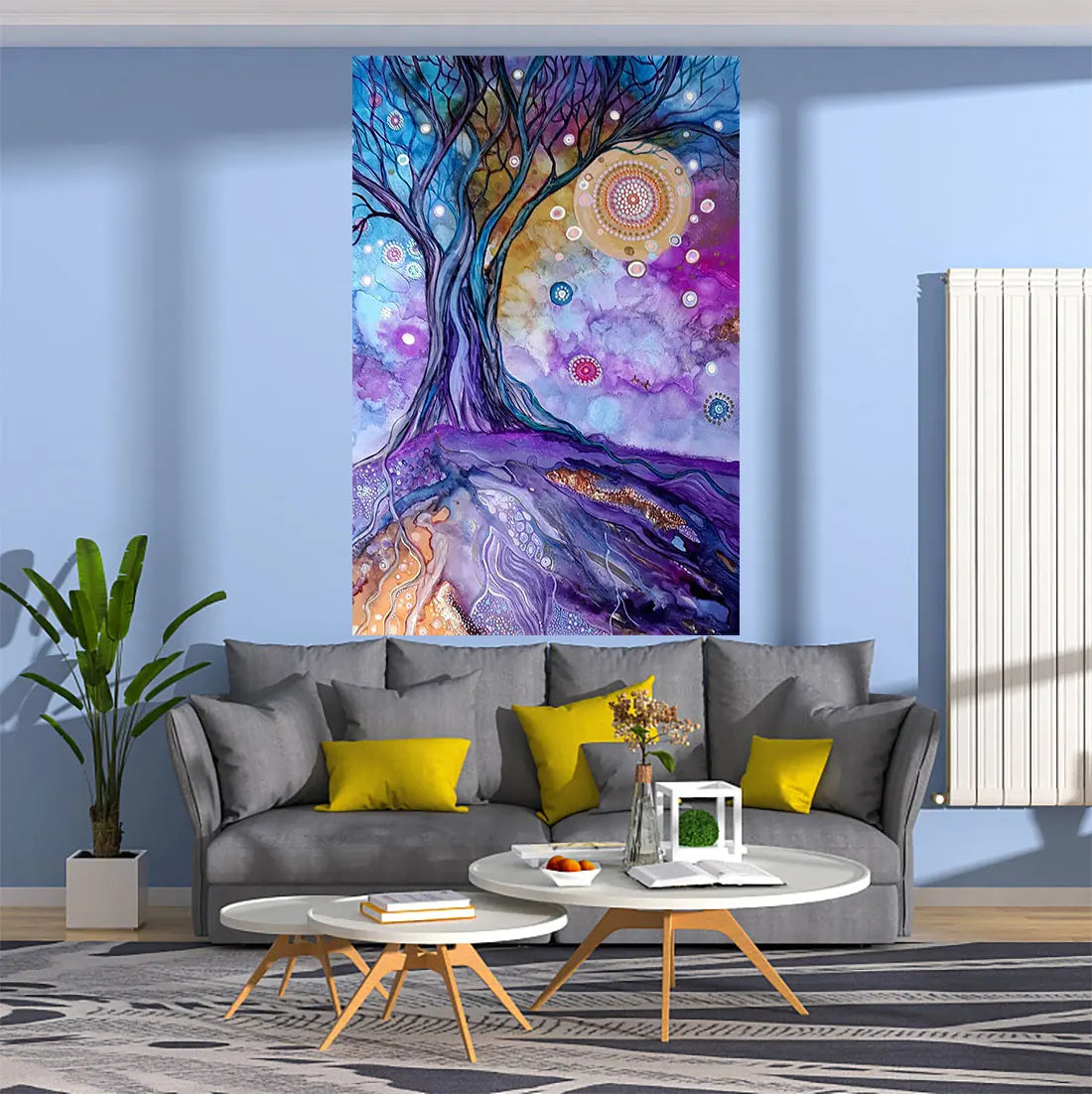 Fortune Tree Tapestry Seven Chakra Trees Of Life Printed Wall Hanging Carpets Bohemian Style Decoration Art Aesthetic Home Decor